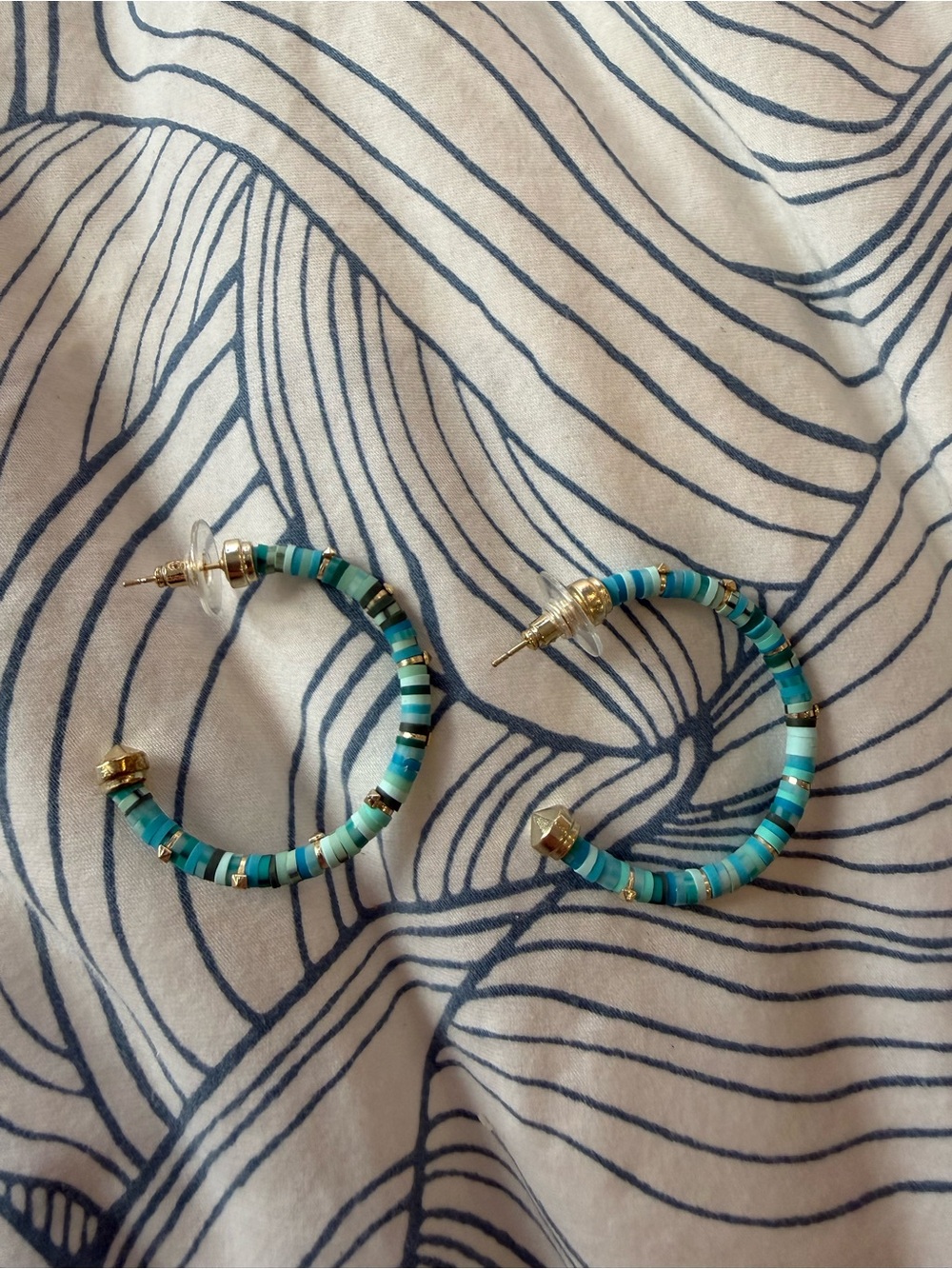 Kendra Scott Turquoise & Gold Beaded Hoop Earrings